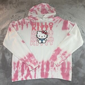 Hello Kitty by Sanrio Tie Dye Hoodie Women's Medium Pink White Pullover M